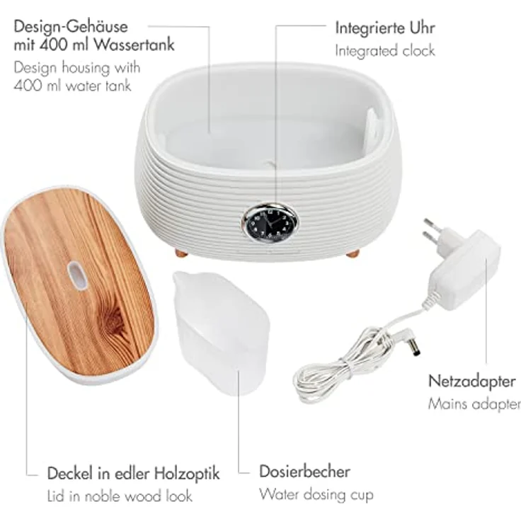 Aroma Diffuser Luftbefeuchter 400 ml, Leiser Aroma Diffuser für Ätherische Öle, Promed AL-400 CL Raumbefeuchter mit 7 LED Farben, Raumduft Ultraschall Luftbefeuchter mit Timer – Bild 4