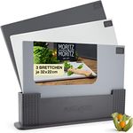 Moritz & Moritz 3x Schneidebrett Kunststoff Set - 32 x 22 cm - Im praktischen Ständer – Küchenbrett Groß – Spülmaschinengeeignet und hygienisch