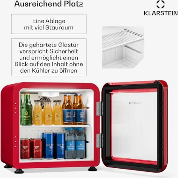 Klarstein Audrey Evo Getränkekühlschrank, 45 L, Glastür, einstellbare Temperatur 0–10 °C, LED-Beleuchtung, leiser Betrieb – Bild 5