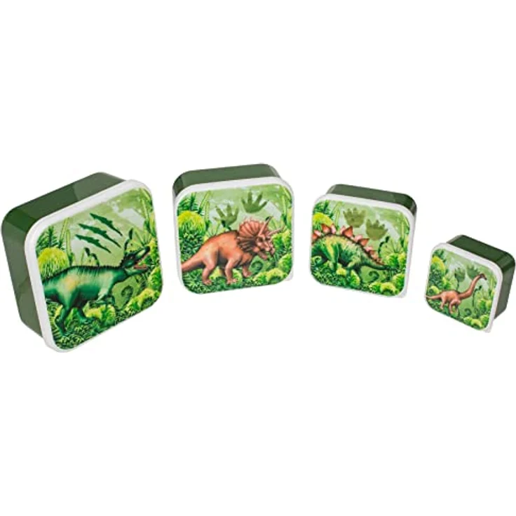 ootb Brotdosen Lunchbox Brotbüchsen »Dinosaurier« Schule Kindergarten Vesper 4er Set – Bild 1