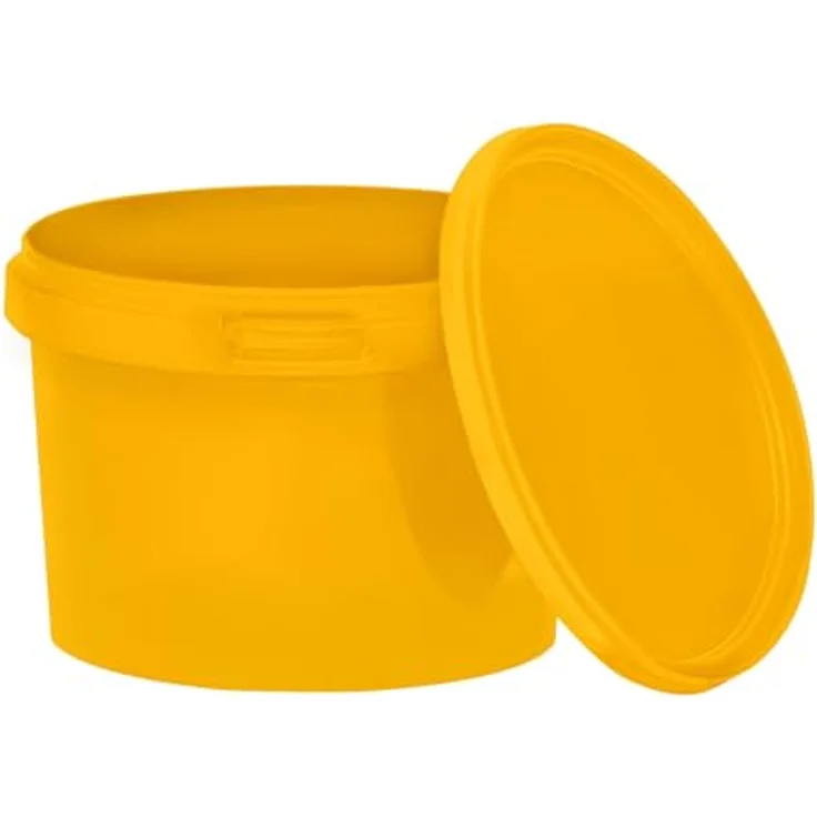 BenBow Eimer mit Deckel gelb 0,5 Liter - lebensmittelecht, stabil, luftdicht, auslaufsicher, geruchsneutral - Kunststoffbehälter mit Henkel, leer – Bild 1