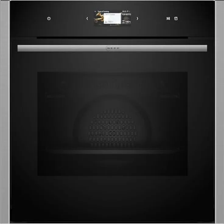 Neff B24FS33N0, N90, FullSteam Klapptür Dampfbackofen, 60x60cm, Edelstahl, 4.1 Zoll Full Touch TFT-Farb- und Grafikdisplay, Home Connect, Soft Opening und Close, Multipoint Bratenthermometer
