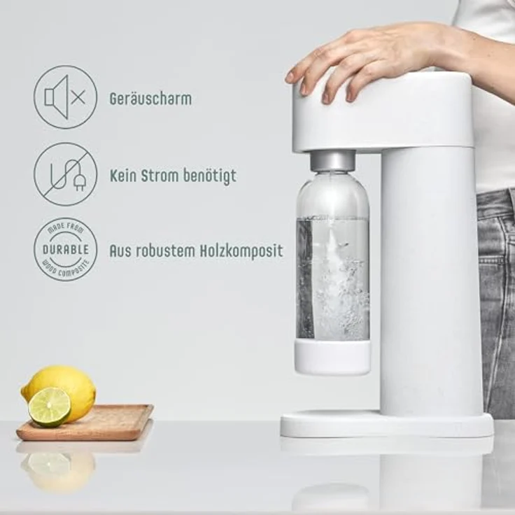 Mysoda Woody Wassersprudler, inkl. 1 Liter PET-Flasche, 60L CO2-Zylinder, schwarz – Bild 3