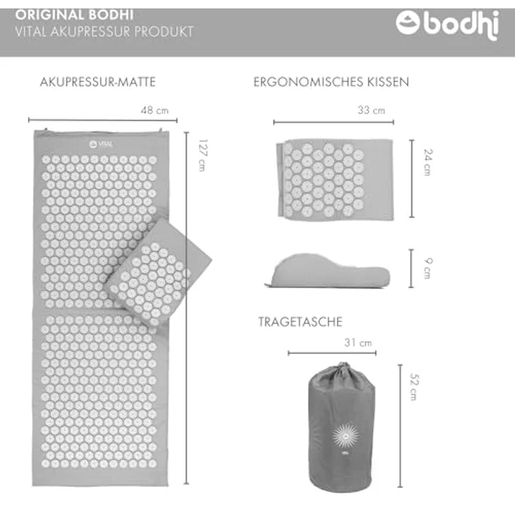 bodhi Akupressurmatte & Kissen Set VITAL XL steingrau (Set) – Bild 3