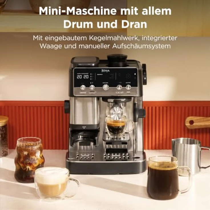Ninja Luxe Café Mini ES301EU, 2-in-1-Espresso- und Filterkaffeemaschine mit integriertem Mahlwerk, manuellem Milchaufschäumer und Barista Assist Technologie – Bild 2