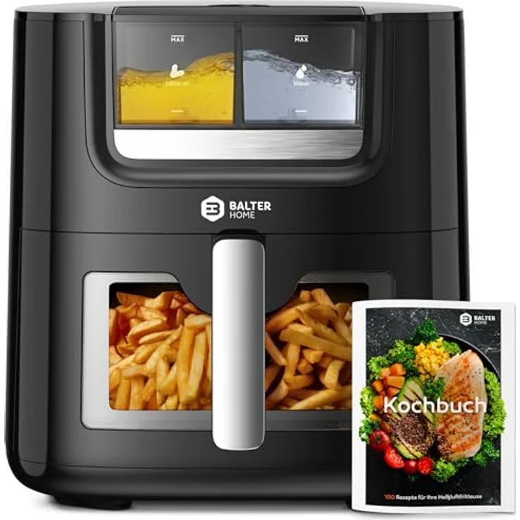 Balter Heißluftfritteuse Airfryer HL-710, 7,2L XXL, mit Öl- & Wasser-Spray Funktion, 10 Programme, Sichtfenster, inkl. 100 Rezepte – Bild 1