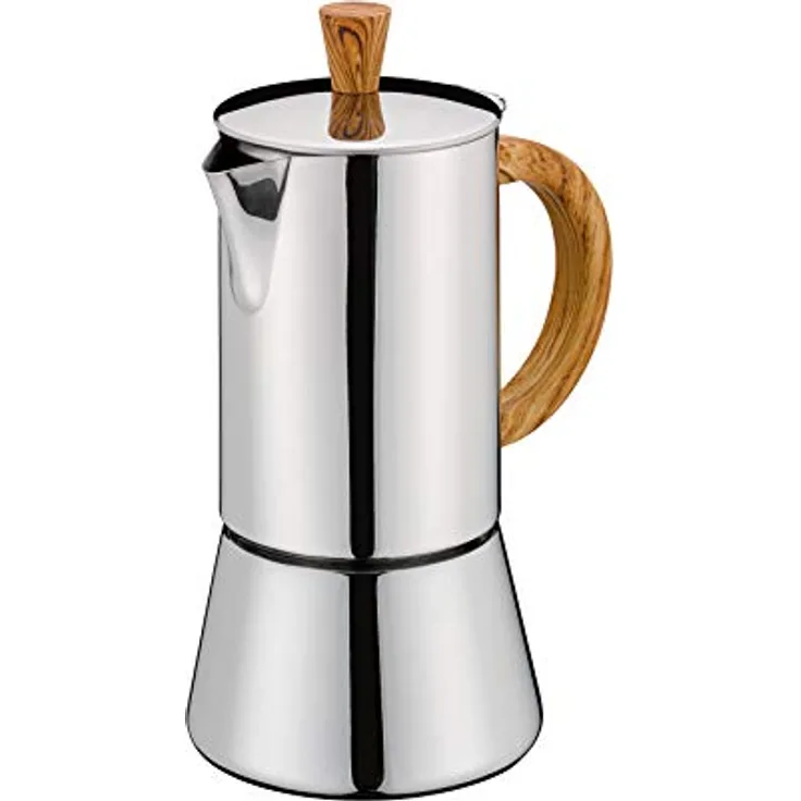 Cilio Espressokocher FIGARO , Edelstahl , Für alle Herdarten geeignet , Ø 8,5 cm , Spülmaschinengeeignet , Mokka Kanne , Espressokocher 4 Tassen , Camping Kaffeekocher