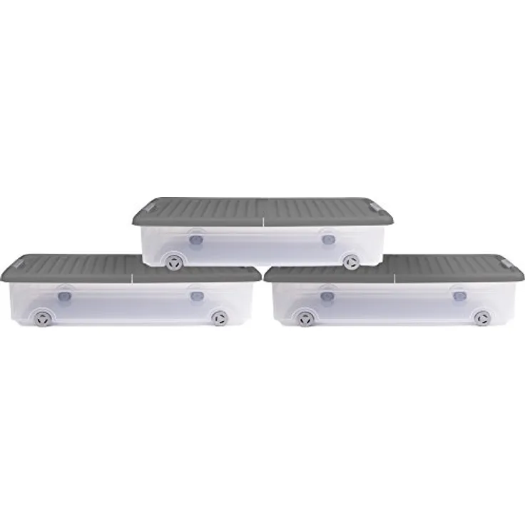Ondis24 Unterbettbox Rollerbox Aufbewahrungsbox 35 W (3 Stück, Grau)