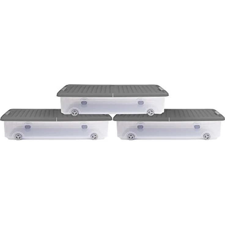 Ondis24 Unterbettbox Rollerbox Aufbewahrungsbox 35 W (3 Stück, Grau) – Bild 1