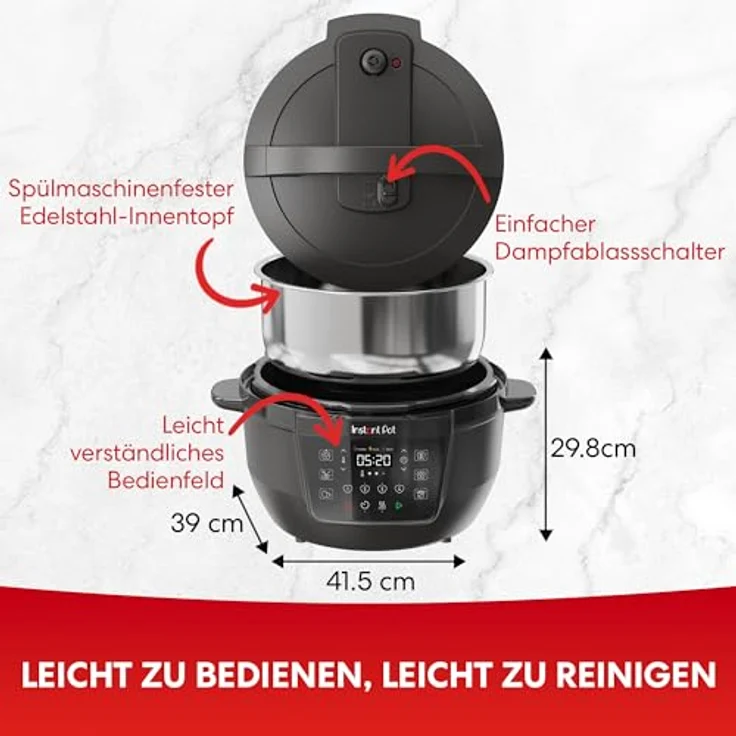 Instant Pot Multikocher Rio Wide 7in1 Slow Cooker XL Schongarer Joghurtzubereitung Dämpfen Rio Wide, 1200 W, 7.1 l Schüssel, bis zu 6 Portionen, Edelstahl – Bild 6