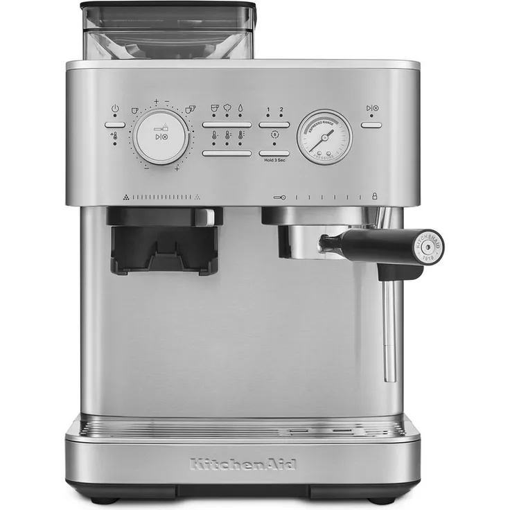 KitchenAid Kaffeehalbautomat 5KES6551 mit leistungsstarker 15-bar Pumpe, Stahlmahlwerk und PID-Temperaturregelung