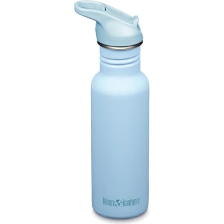 Klean Kanteen Classic Trinkflasche 536ml aus Edelstahl mit Flip Sport Cap, hellblau Clear Sky, auslaufsicher und spülmaschinengeeignet