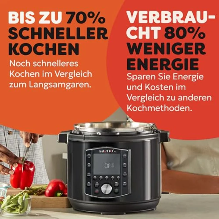 Instant Pot Pro 10-in-1 Multikocher, 7,6 l, 1400 W, Slow Cooker mit 5 Favoriten-Tasten, schwarz – Bild 8