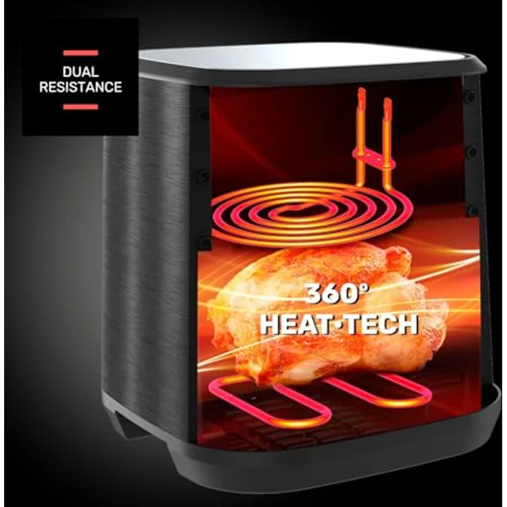 Taurus Heißluftfritteuse Air Fry Digital 360 XL, 2100W, 8L, 12 Programme, Touchscreen, Doppelheizung, Metallgehäuse, BPA-/PFOA-frei, Online-Rezepte – Bild 4