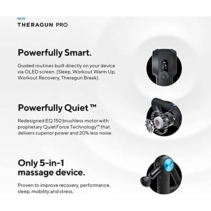 Theragun Pro -5. Generation Handheld -Massage -Waffe - Bluetooth ermöglichte die Percussion -Massagepistole zur Schmerzlinderung - Tiefgewebe -Muskelmassagebast – Bild 3