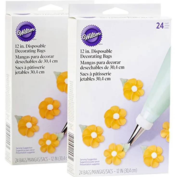 Wilton 2109-3200 Inch Disposable Decorating Bag Set, 4-Pack Einweg-Dekorier-Spritzbeutel, 30,4 cm, 12 Teile, 4er-Pack, Mixed, Sortiert