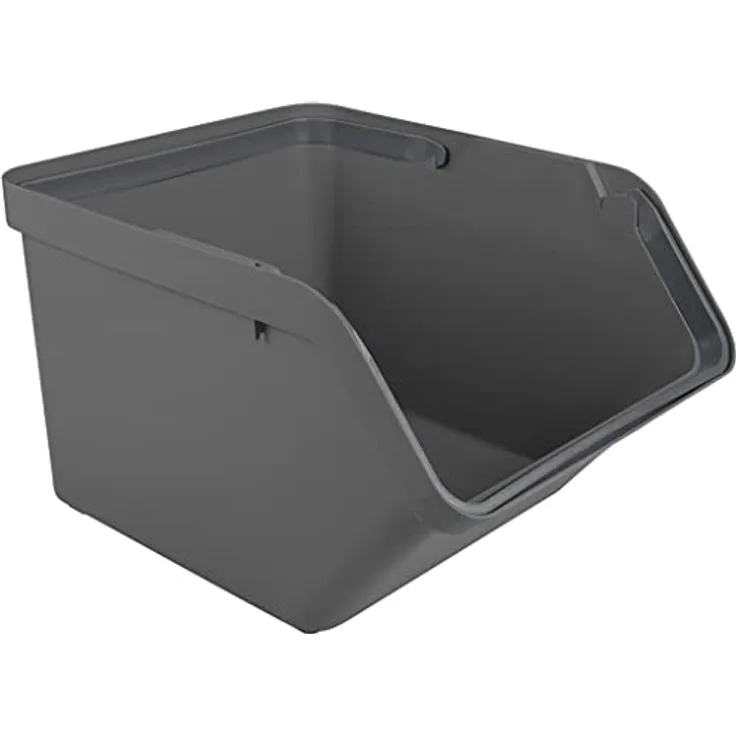 SUNWARE perfectly organised 3 Stück - Sigma Home Sortiereinheit, 49,3x38,8x29,8cm, 45 Liter - Anthrazit, recyceltes Material, stapelbar, mit Griffen