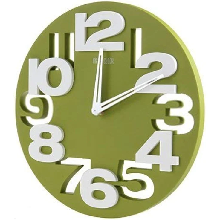 GMMH 3 D Design Moderne Wanduhr 8808 Küchenuhr Baduhr Bürouhr Dekoration ruhig (grün weiß) – Bild 4