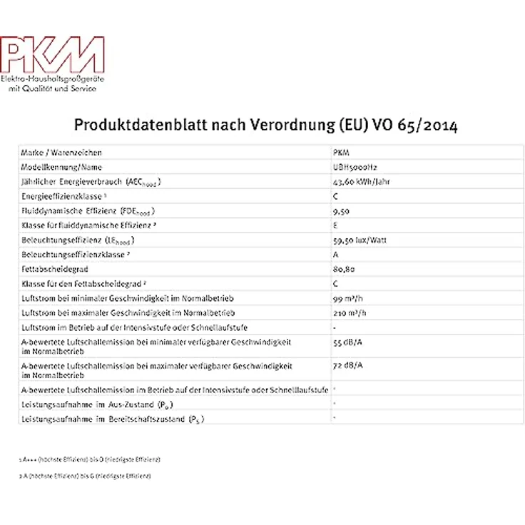 PKM UBH5000H2, Motorhaube, Standard, Breite: 60 cm, Tiefe: 46.5 cm, Absaugung und Rückführung (mit zusätzlichem Rückführungsset), Silber – Bild 9