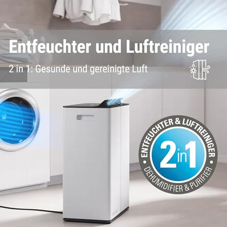 Stadler Form Lukas Pro, 2-in-1 Luftentfeuchter und Luftreiniger, 50 L/24 h, für Räume bis 175 m², HEPA-Filter, WiFi, leise, elektrisch, weiss – Bild 2
