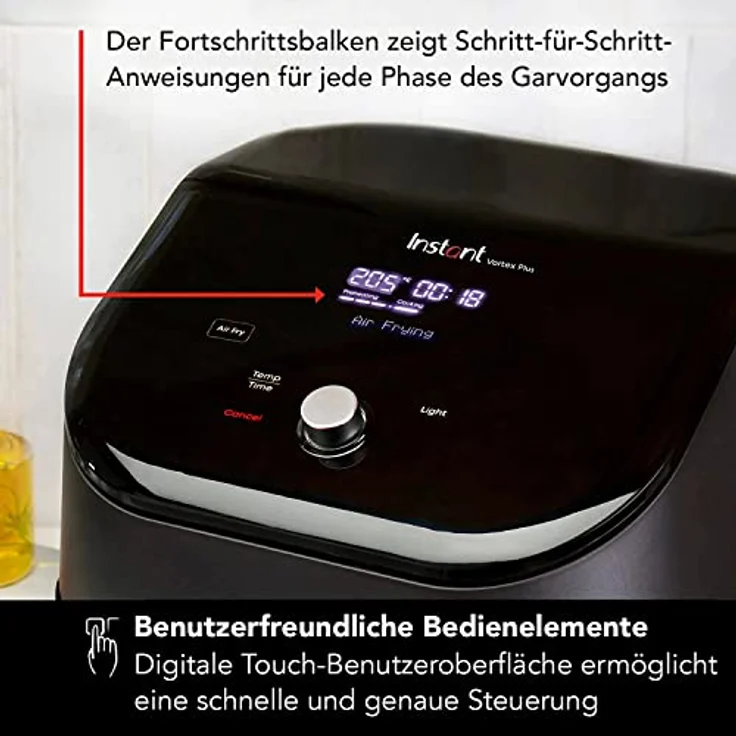 Instant Pot Instant Vortex Plus mit ClearCook - 5.7L Digitale Heißluftfritteuse, Schwarz, 6-in-1 Smart-Programme - Frittieren, Backen, Braten, Grillen, Dehydrieren, Aufwärmen, Großes Fassungsvermögen -1700W – Bild 5
