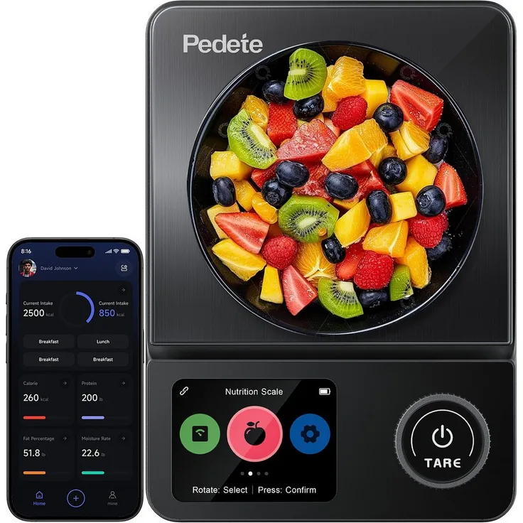 ibettertec Digitale ProfiFein Küchenwaage mit LCD Display, Edelstahl, hohe Präzision bis 1g, automatische Abschaltung, Tara-Funktion