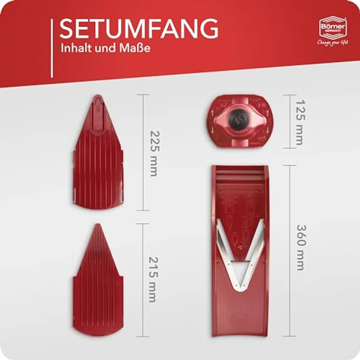 Börner Gemüsehobel V1 ClassicLine Basis Set, Kunststoff, nur zum Schneiden von Scheiben rot – Bild 9