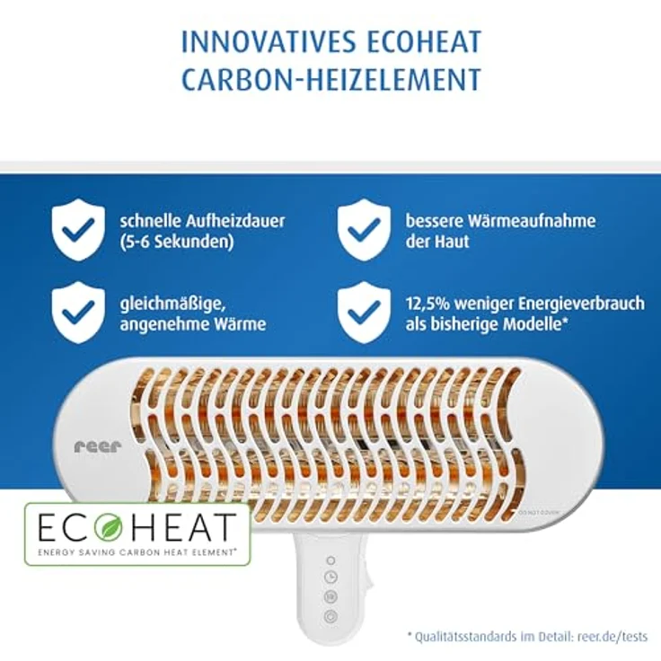 Reer Wickeltisch-Wärmeheizstrahler HeatCare+ mit Infrarot-Carbon-Heizelement, höhenverstellbar, für Standfuß, Weiß – Bild 5