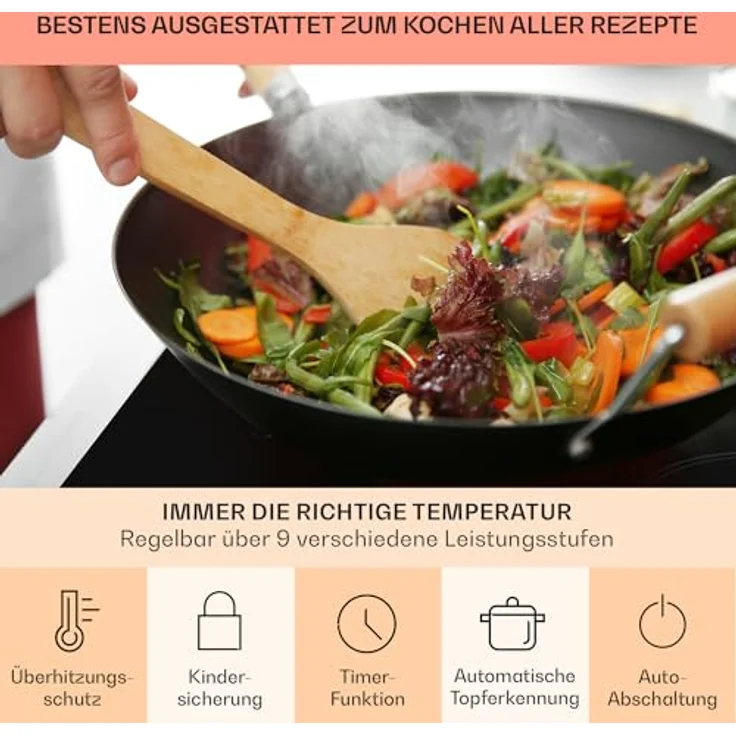 Klarstein Elektro Kochplatte Induktion, Induktionskochfeld mit 2 Platten Mobil, 3500W Induktions-Kochplatte für Camping & Zuhause, 2er Induktionsplatte Tragbar, Moderne Doppel Inductions-Kochplatte – Bild 5