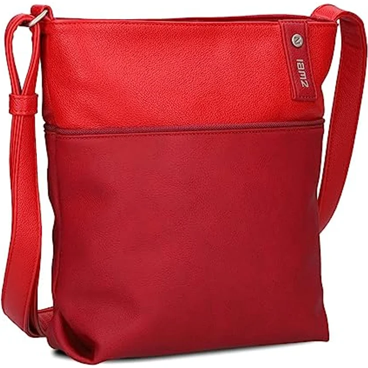 ZWEI Beuteltasche Jana J10, Kunstleder, geräumiges Hauptfach, rückseitiges Reißverschlussfach, herausnehmbares Etui, Rot Damen – Bild 1