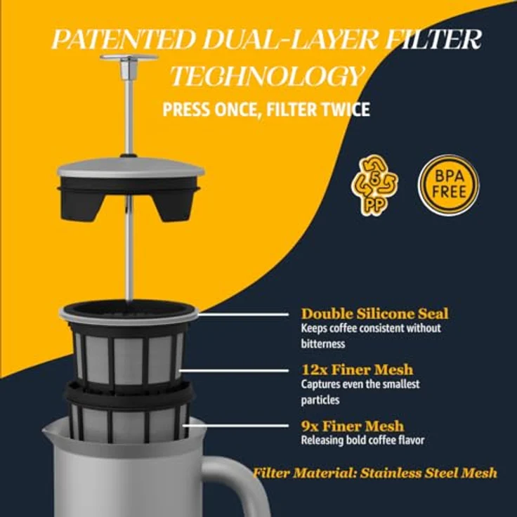 ESPRO French Press P7, Kaffee Stempelkanne mit Thermofunktion, Coffee-Maker, Kaffeezubereiter, 950ml, Edelstahl gebürstet – Bild 6