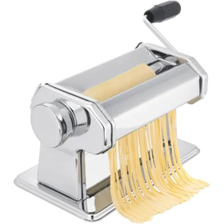EDM Nudelmaschine Chrom, Edelstahl Pasta Machine mit 7 verstellbaren Dickeinstellungen für frische Pasta