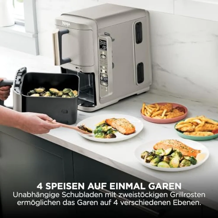 NINJA Double Stack XL-Heißluftfritteuse SL451EUSD, 9,5 L, 6 Funktionen, Steingold, mit Smart Cook System und 2 unabhängigen Schubladen – Bild 5