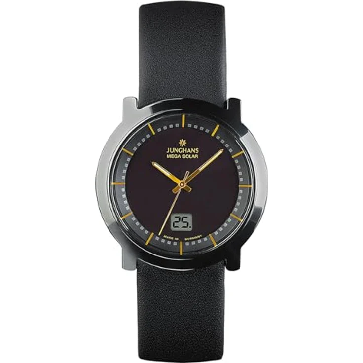 JUNGHANS Stratos Mega Solar Keramik Herrenuhr, schwarz mit analog-digitaler Anzeige und Kratzfestem Synthetischem-Saphirglas