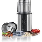 Cloer 7419 Elektrische Kaffee- und Gewürzmühle mit Edelstahl-Schlagmesser, 350W, 2 abnehmbare Edelstahlbehälter, für Pesto, Kräuter, Nüsse und Getreide, bis zu 80 g Kaffeebohnen, Aromaschutzdeckel