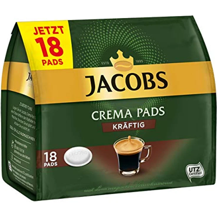 Jacobs Kaffeepads Crema Kräftig, 80 Senseo kompatible Pads, 5er Pack, 5 x 16 Getränke – Bild 4