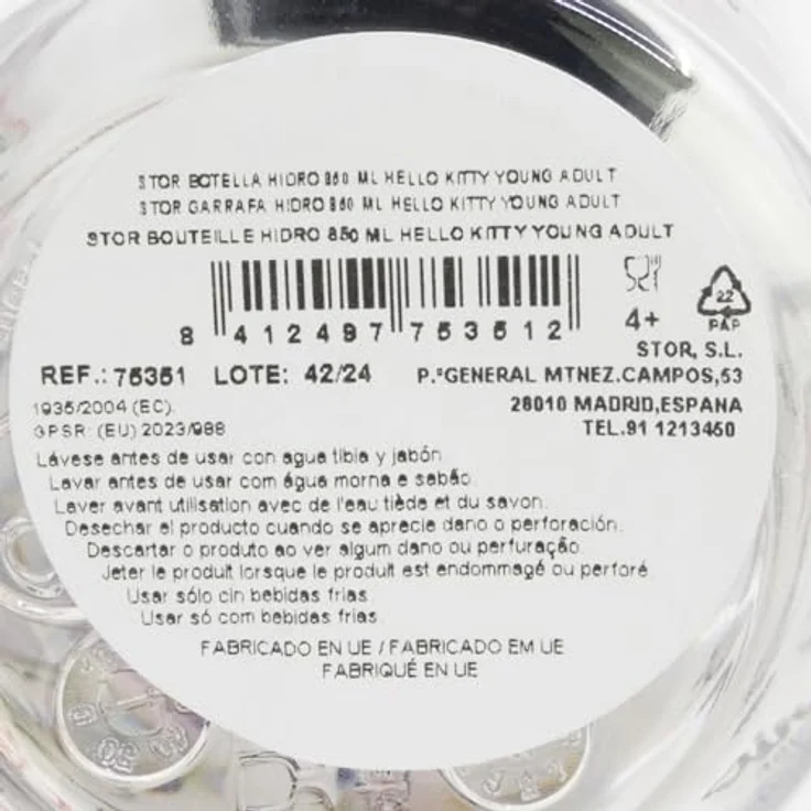 Tinisu Hello Kitty Trinkflasche, 850 ml, BPA-frei, transparente Flasche mit Metallverschluss – Bild 3
