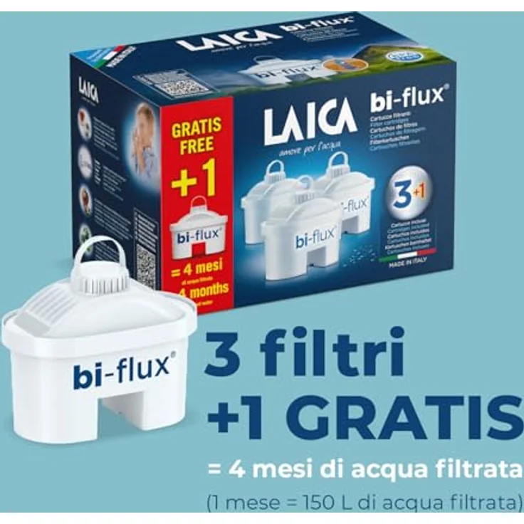 Laica Bi-Flux F4S, 4x Filterkartuschen Wasserfilter für ausgewogene Flüssigkeitszufuhr, MAXTRA-kompatibel – Bild 2