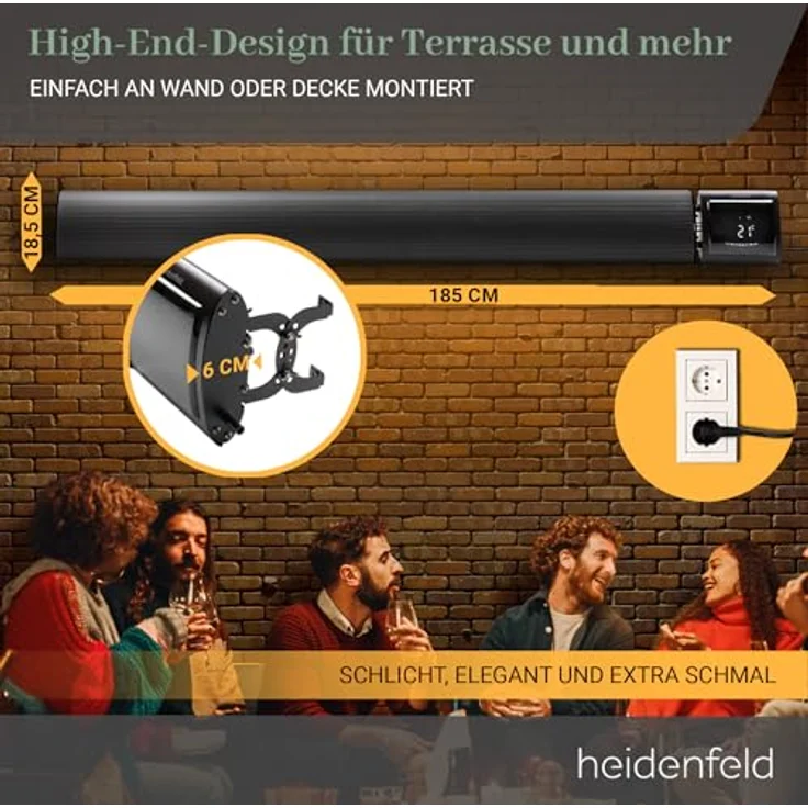 Heidenfeld Dunkelstrahler DH700 Infrarot Elektro Heizstrahler Infrarotstrahler, Infrarotheizung – Bild 6
