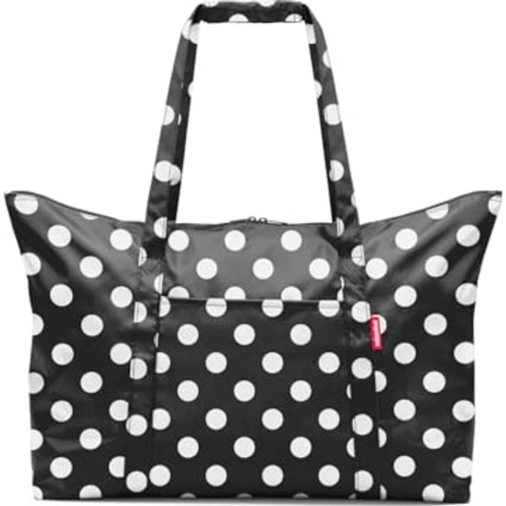 Reisenthel Einkaufstasche mini maxi travelbag Shopper, klein zusammenfaltbar, Schwarz, mit Reißverschluss und Schlüsselhalter – Bild 1