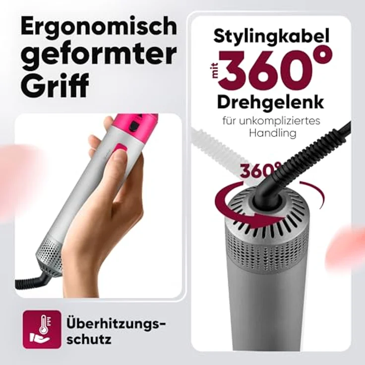 ProfiCare Lockendreher PC-HAS 3132, Warmluftbürste, 4in1 Hairstyler in Weiß – Bild 6