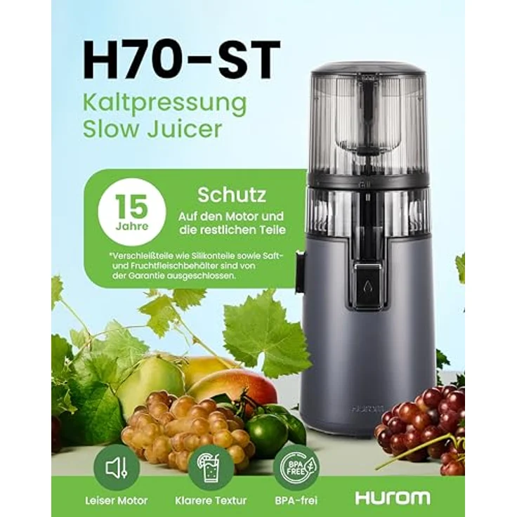 Hurom Entsafter H70ST, Entsafter mit Slow-Squeeze-Technologie, silber – Bild 4