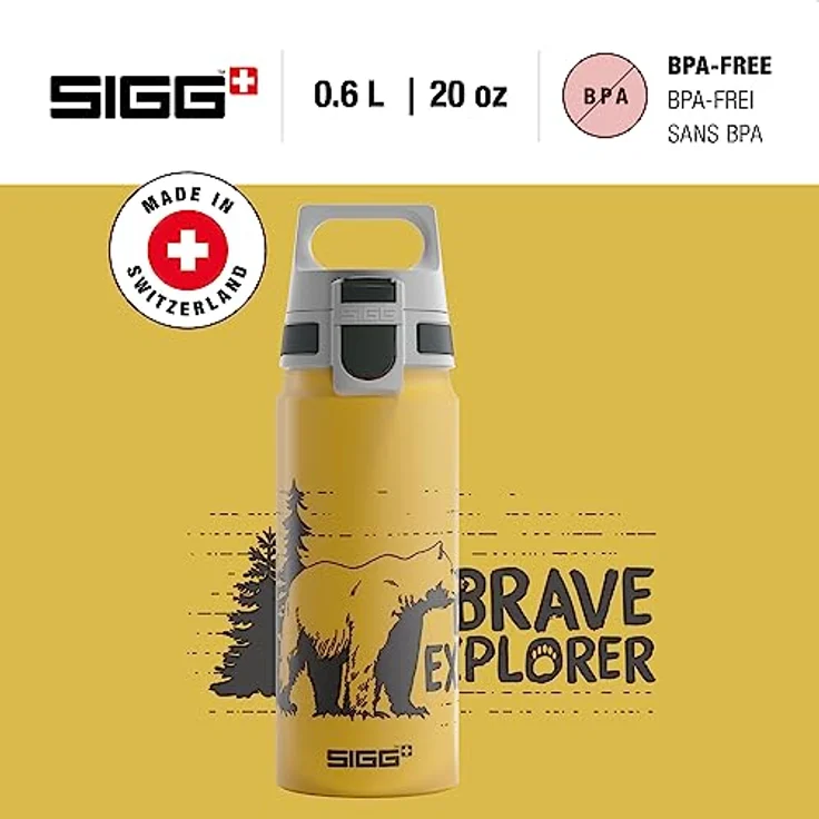 SIGG BRAVE BAER 0.6 L Trinkflasche ALU mit WMB ONE TOP, BPA frei, Auslaufsicher, Co# tauglich – Bild 2