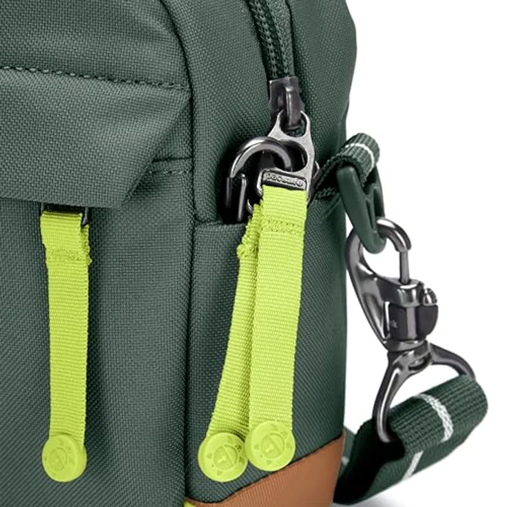Pacsafe GO Crossbody Handtasche, schnittfest mit RFID-Schutz, Grün – Bild 7