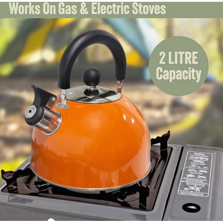 Milestone Camping Edelstahl Wasserkocher ? Orange, 2 Liter – Bild 6