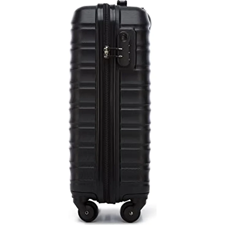 WITTCHEN Reisekoffer Handgepäck Kabinengepäck Rollkoffer Kabinenkoffer Trolley Hartschale aus ABS mit 4 Spinner-Rollen Zahlenschloss Teleskopgriff Groove Line Größe S schwarz – Bild 3