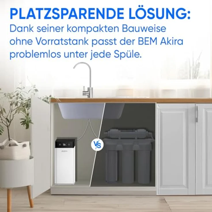 BEM Akira Wasserfilter Umkehrosmoseanlage Trinkwasser mit Wasserhahn, 5-Stufiges Filtersystem, ohne Wassertank, Untertisch Leitungswasser Filter, Weiß – Bild 3