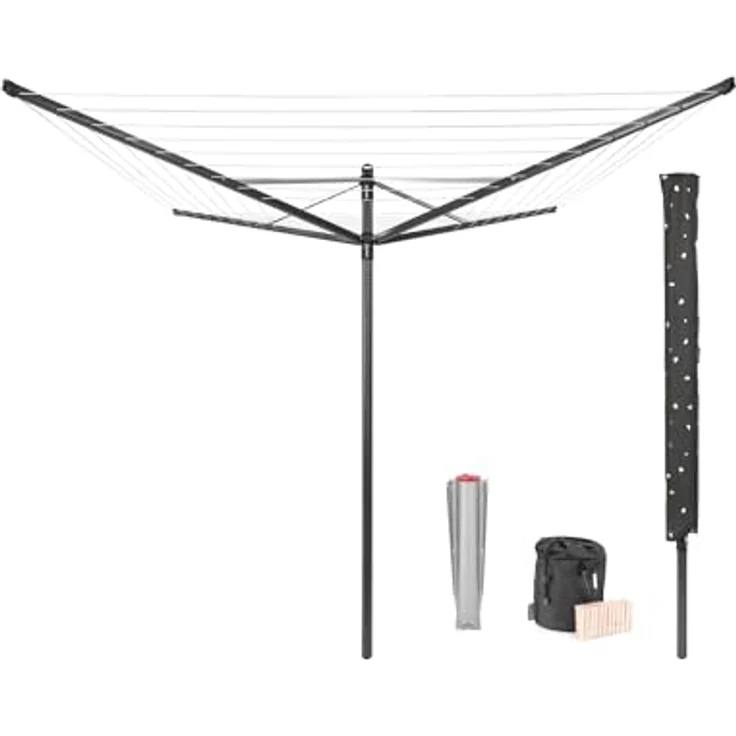 Brabantia Lift-o-Matic Wäschespinne 50 Meter + Anker + Abdeckung + Tasche – Bild 2