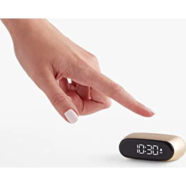 Lexon Minut Reisewecker, LCD-Wecker aus ABS und Aluminium in Gold, Maße: 6,5cm x 4,5cm x 2,5cm, mit Snooze-Funktion und USB-Aufladung, Modell LR154D – Bild 5