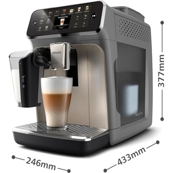 Philips Kaffeevollautomat Philips Series 4400 EP4446/70 Kaffeevollautomat Schwarz/Silber, 12 Heiß- und Eisgetränke, LatteGo Milchsystem, SilentBrew - Technologie – Bild 6